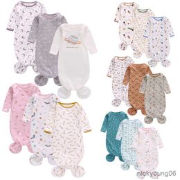 Sleeping Bags Pcs/Set Baby Soft Cotton Muslin Knotted Gown Romper for Infants Toddler Sleepwear Outfits R230614