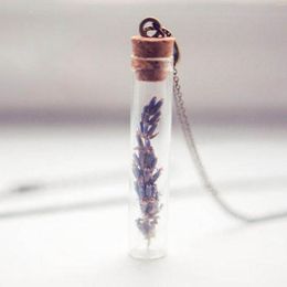 Chains Dried Lavender Necklace Pressed Flower Terrarium Jewelry Gift For Her Real Botanical