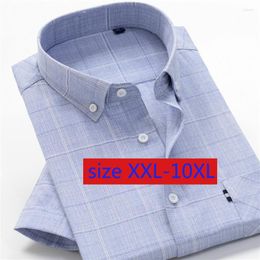 Men's Casual Shirts Cotton Super Large Men Loose Oversized Fashion Long Sleeve Smart Plaid High Quality Plus Size 2XL-9XL10XL