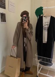 Women's Knits 2023 Autumn Women's East Gate Of South Korea Style Slouchy Ins Loose Shoulder Sleeves Medium Long Sweater Coat