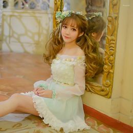 Casual Dresses Princess Sweet Lolita Dress Candy Rain Original Spring 2023 Super Eugen Collar Embroidery Yarn Chiffon C22AB6020