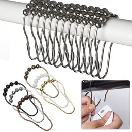 Curtain Poles 12 Pcs Shower Hooks Stainless Steel Rings Glide Smoothly For Bathroom Rods Curtains 230613