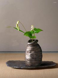 Vases Handmade Ceramic Zen Vase Tea Room Decoration Japanese Retro Creative Flower Arrangement Living Entrance Home Ornament