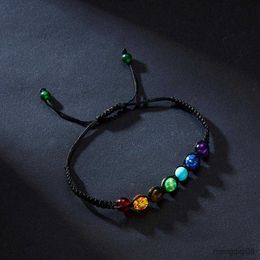 Bracelets Buddha Lose Weight Bracelet Black Lava Healing Beads Reiki Prayer Natural Rope Weave Gift R230614