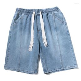 Men's Jeans Fashion Hole Ripped Slim Men Summer Short Casual Shorts Classic Blue Washed Street Knee-length Male Drawstring Denim Pants