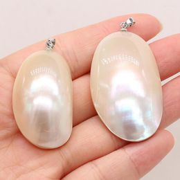 Pendant Necklaces 1pcs Natural Egg Shape White Shell Pendants Charms For DIY Earring Necklace Jewelry Making Accessories Gift Size 25x40mm