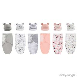 Sleeping Bags Soft Cotton Infant Swaddle Muslin Blanket Newborn Baby Wrap Blankets Bag Hat Outfits Set R230718