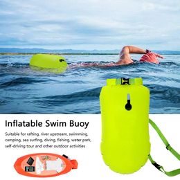 Inflatable Floats tubes Outdoor Safety Swimming Buoy Multifunction Swim Float Bag with Waist Belt Waterproof PVC Lifebelt Storage Bag for Water Sports 230613