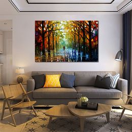 Colourful Textured Canvas Art Fall Date Hand Painted Abstract Artwork Urban Landscape High Quality