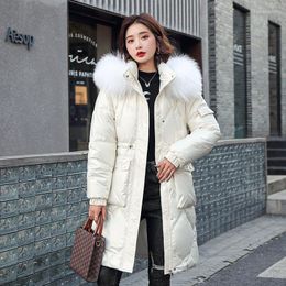 Women's Trench Coats Winter Women Jackets Thicken Warm Glossy And No-wash Outwear Hooded With Fur Collar Fashion Mid-length Female Clothes