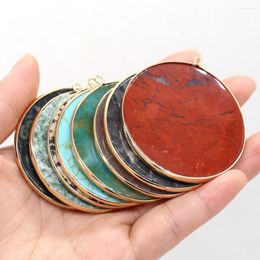 Pendant Necklaces Natural Stone Big Round Smooth Quartz Fashion Agate Charms For Jewellery DIY Necklace Bracelet Accessories Making 50x50mm