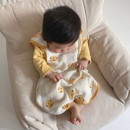 Sacos de dormir Saco de bebê sem mangas colete recém-nascido criança colcha verão fino dupla camada de algodão fio puro gaze