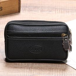 Storage Bags Cow Leather Waist Bag On The Belt Outdoor Small Wallet Wear-resistant Fanny Pack Multifunction Phone Coin Unisex