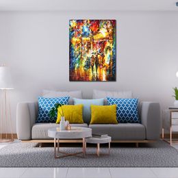 City Rhythms Wall Art on Canvas Best Friends in The City Handcrafted Contemporary Painting for Entryway