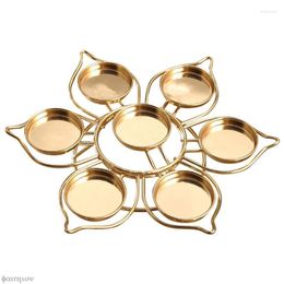 Candle Holders Classic Gold Alloy Lotus Flower Buddha Lamp Holder Ghee Golden Cup Decor Gift