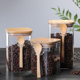 Storage Boxes Bins 3 Ideas 8001200ml with Spoon Sealed Jar Tank Condiment Coffee Beans Kitchen Supplies Sugar Box 230613