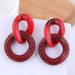 Dangle Earrings European Statement Acrylic Chain Round For Women Geometry Big Circle Ear Acetate Brincos Jewelry Gift