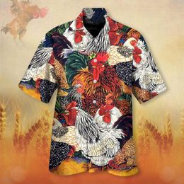 Men's T Shirts Men Spring/summer Fashion Casual Masculine Rooster Print Party Beach Loose Short Sleeve Shirt