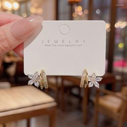 Dangle Earrings 2023 Fashion Crystal Square Flower Metal Women Classic Summer Zircon Elegant Female Trendy Jewellery