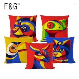 Pillow Colourful Animal Cover For Leaning On Covers Linen Cotton Printing Household Car Sofa Decoration