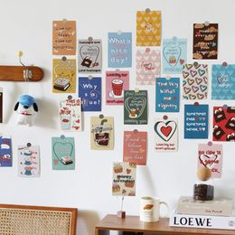 30pcs Decorative Cards Make Life Full of Love Fruit Wall Dormitory Postcard Wall Sticker Decoration Wall Decor Living Room