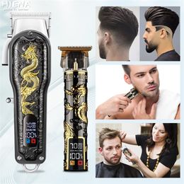 Hair Trimmer in Professional Barber Hair Clipper Set Rechargeable Electric Finish Cutting Machine Beard Trimmer Shaver CordlessUSB dragon 230613