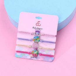 Link Bracelets Lollipop Elastic Rope Bracelet Good Friend Acrylic Rubber Band Braided Head Dual-use Jewelry Wholesale