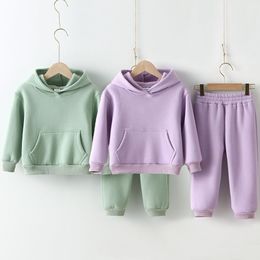 Bekleidungssets Frühling Kinder Kleidung KINDER KINDER WARM PWEATER GURT FLEECE FLEECE Hoodies Pullover Sweatshirt Pant Winter Girl Boy Tracksuit Sportswear 230613