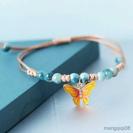 Bracelets New Trendy Butterfly Rabbit Cute Animal Bracelet for Women Fashion Handmade Braided Adjustable Friendship Jewellery R230804