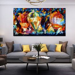 Modern Cityscapes Canvas Art Baloon Parade Handcrafted Oil Paintings for Contemporary Home Decor