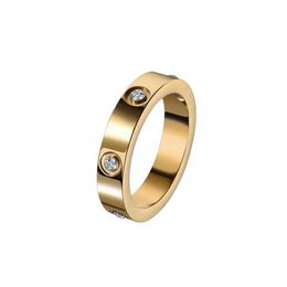 Designer charm Carter Six Diamond Ring Titanium Steel Non fading Jewelry Womens Plain Circle Couple Hot Style With logo