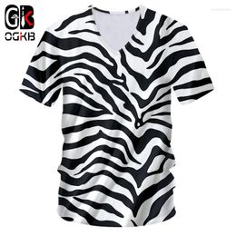 Men's T Shirts OGKB T-shirt Hombre Factory Deep V-neck Slim Fit Leopard 3D Tshirt Print Zebra Stripes Hiphop 5XL Attire Spring
