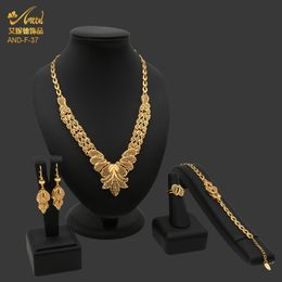 Wedding Jewelry Sets ANIID Indian Jewelry Sets 24K Dubai Gold Plated Wedding Necklace And Earings Bridal Jewelleri Ethiopia Nigerian Set For Women 230613