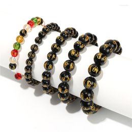 Charm Bracelets Chinese Fengshui Six Words Pixiu Beaded For Women Men Lucky Jewelry Gold Color Animal Wealth Good Luck