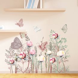 Removable Butterfly Wall Stickers Flower for Bedroom Living Room Decor DIY Wall Decoration Vinyl Floral Wall Decals Home Decor