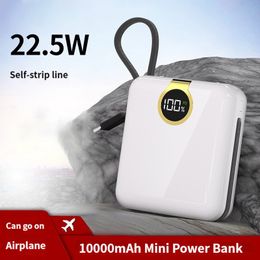 Portable Power Bank 20000mAh Mini Powerbank 22.5W TPYE C PD Cable Fast Charge Phone Universal Battery Charger LED Lamp