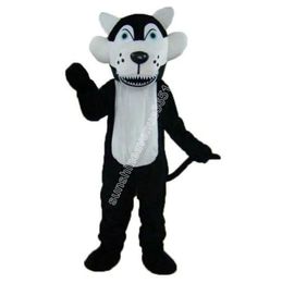 High quality Black Plush Wolf Mascot Costume Top Cartoon Anime theme character Carnival Unisex Adults Size Christmas Birthday Party Outdoor Outfit Suit