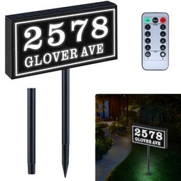 Decorative Objects Figurines Solar House Numbers Address Plaque For Home Yard Waterproof Signs Light Up Street Name Lighted Illuminated Plates 230613