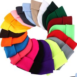 Party Hats Wholesale Candy Colour Beanie Hat Winter Knitted Woollen Warm Outdoor Sports Elastic Decor Slouchy Caps Vt0509 Drop Deliver Dhqvu
