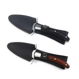Meat Poultry Tools Wood Handle Oyster Knives Opener Stainless Steel Scallop Shell Shucking Cutter with Leather Case For Seafood Opener Tools 230613
