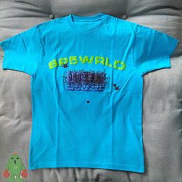 Men's T-shirts Young Thug Sp5der 555555 t Shirt Blue Foam Print Men Women Spider Web Pattern Short Sleeve Tees Tshirt
