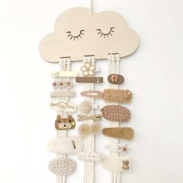 Garden Decorations Wooden Cloud Baby Hair Clips Holder Princess Girls Hairpins Storage Hanger Jewellery Photos Organiser Wall Hanging Ornaments