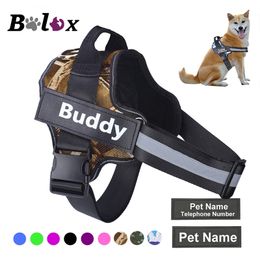 Dog Collars Leashes Dog Harness NO PULL Reflective Breathable Adjustable Pet Harness Vest with ID Custom Patch Outdoor Walking Dog Supplies 230613