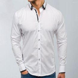 Men's Casual Shirts Men's Long Sleeve Business Shirt Double Collar Season Fashion Party Office Work