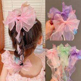 Princess Children Girl Hairpin Vintage Bow Ribbon Mesh Hair Clip for Kid Girl Birthday Party Decroative Hair Pin LittleGirl Gift