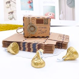 Wedding Vintage Candy Box Stamp Design Chocolate Packaging Kraft Paper Gift Packaging Christmas Favors Party Supplies