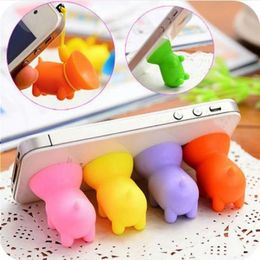 cell phone stand for desk colorful rubber little pig with sucker universal mobile phone bracket for apple samsung LG Huawei 100pcs/pack Pfix