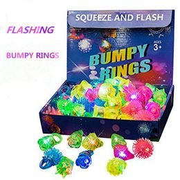 Lamps Shades Glowing Ring Flashing Light Up Bumpy Toys LED Finger Lights Party Favour Blinking Jelly Rubber Rings Birthday Supplies 230613