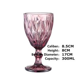 Wine Glasses 300Ml Embossed Glass Cup Drinking Cups Vintage Household Juice Champagne Thickened For Party Goblet Drop Delivery Otans