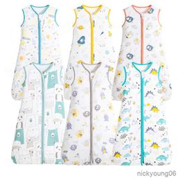 Sleeping Bags Organic Cotton Bag Baby Wearable Blanket with Zipper Vest Pajamas Sleeveless Bedding R230614